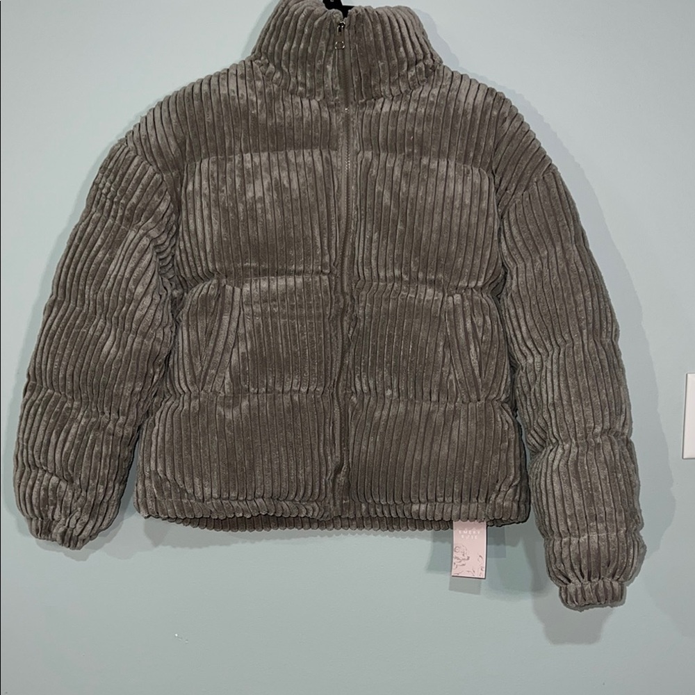 Gray Corduroy Puffer Jacket